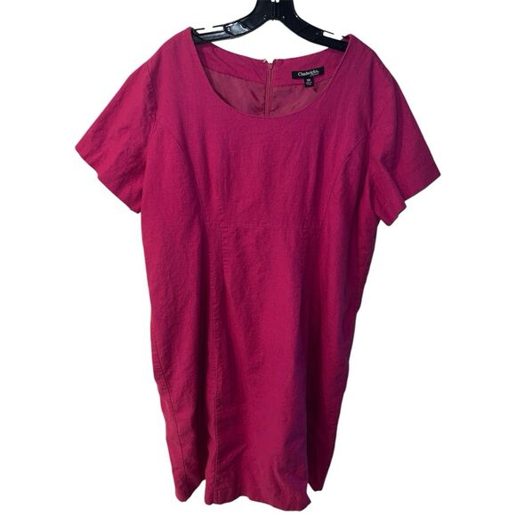 Chadwick’s Of Boston Dress Womens Plus 18W Linen Blend Sheath Barbie Pink career - Picture 1 of 8